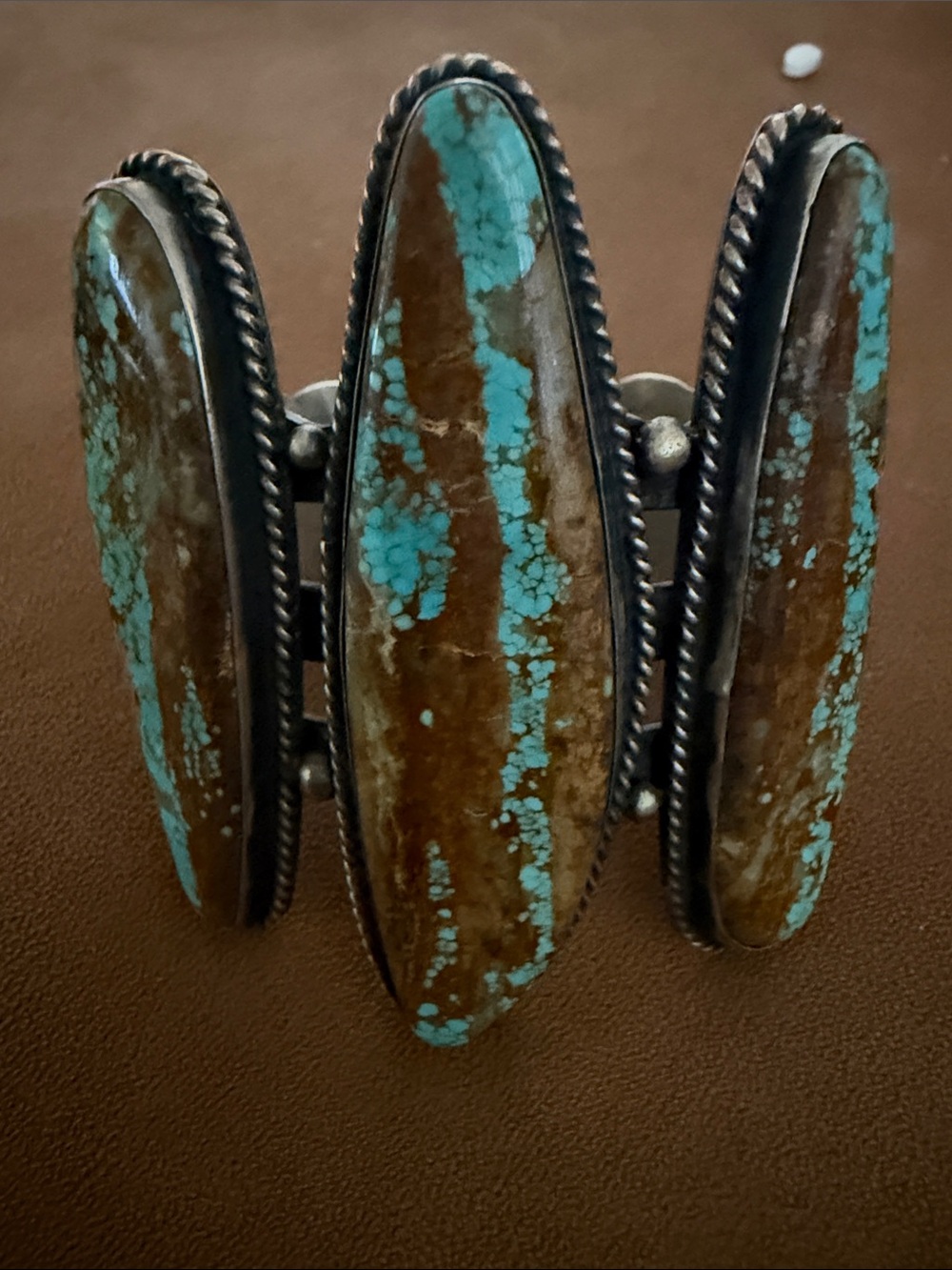 Chimney Butte Three-Stone #8 mine Turquoise  Cuff Bracelet